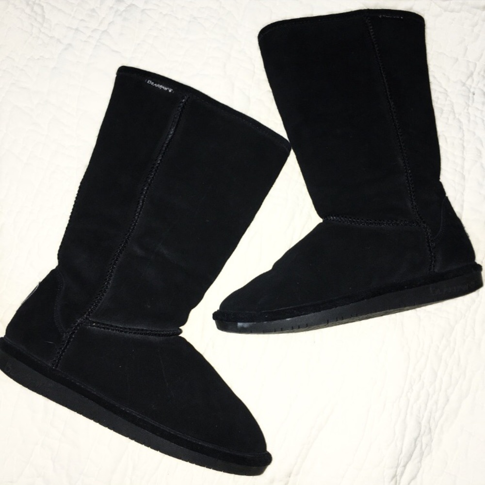BEARPAW Emma tall black suede winter boots size 9